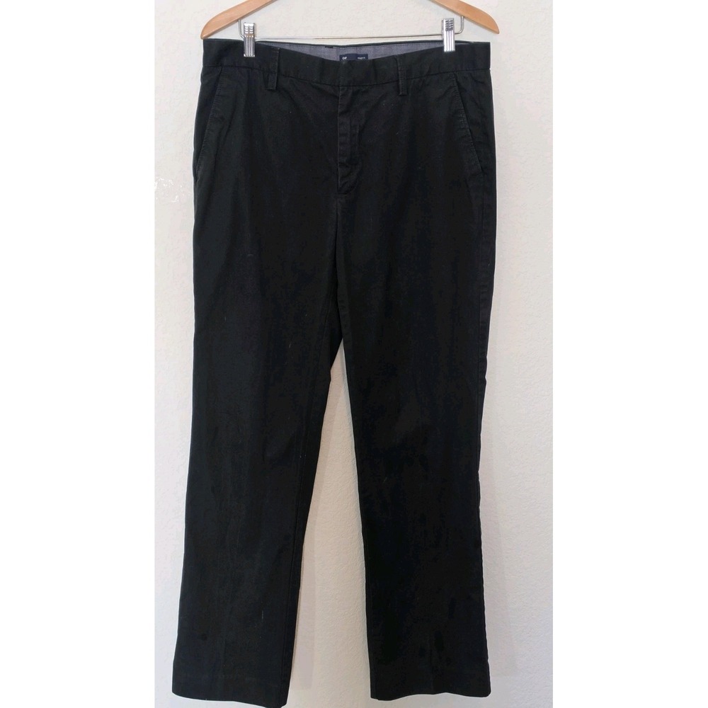 Gap Essential Straight Fit Pants Mens 34x34 Black Chinos Cotton Twill Preppy